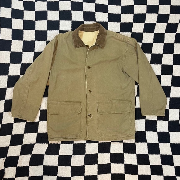 brandon thomas vintage reversible chore jacket coat men’s large brown & beige - Picture 1 of 10